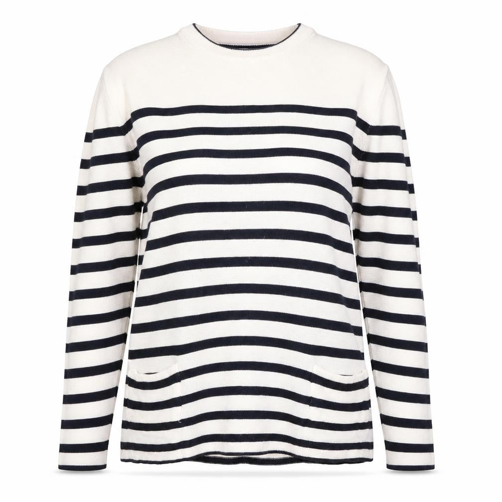 Front view of Fabrizio women’s beige striped jumper, size L