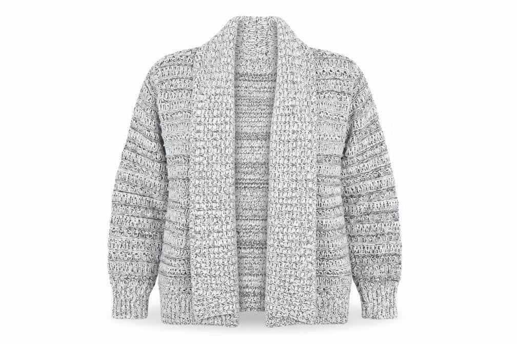 Front view of Lady ice women’s white cardigan jumper, size M