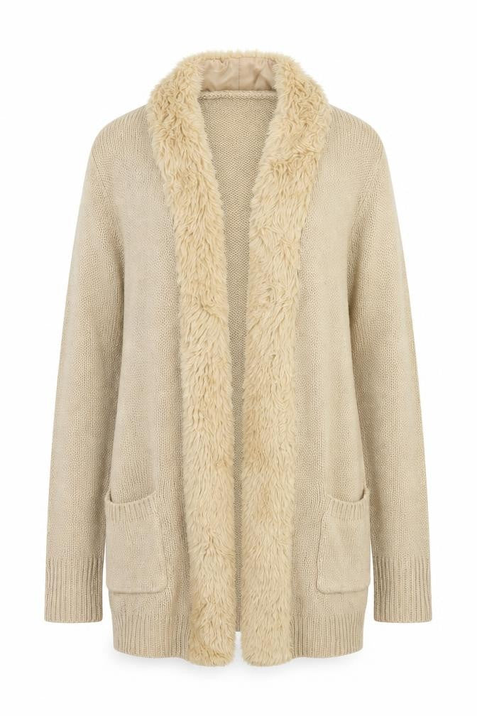 Front view of B you women’s brown cardigan jumper, size UK 8