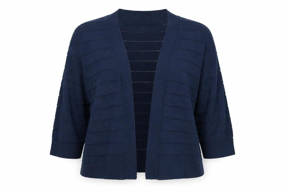 Front view of Tu women’s blue striped cape jumper, size UK 18