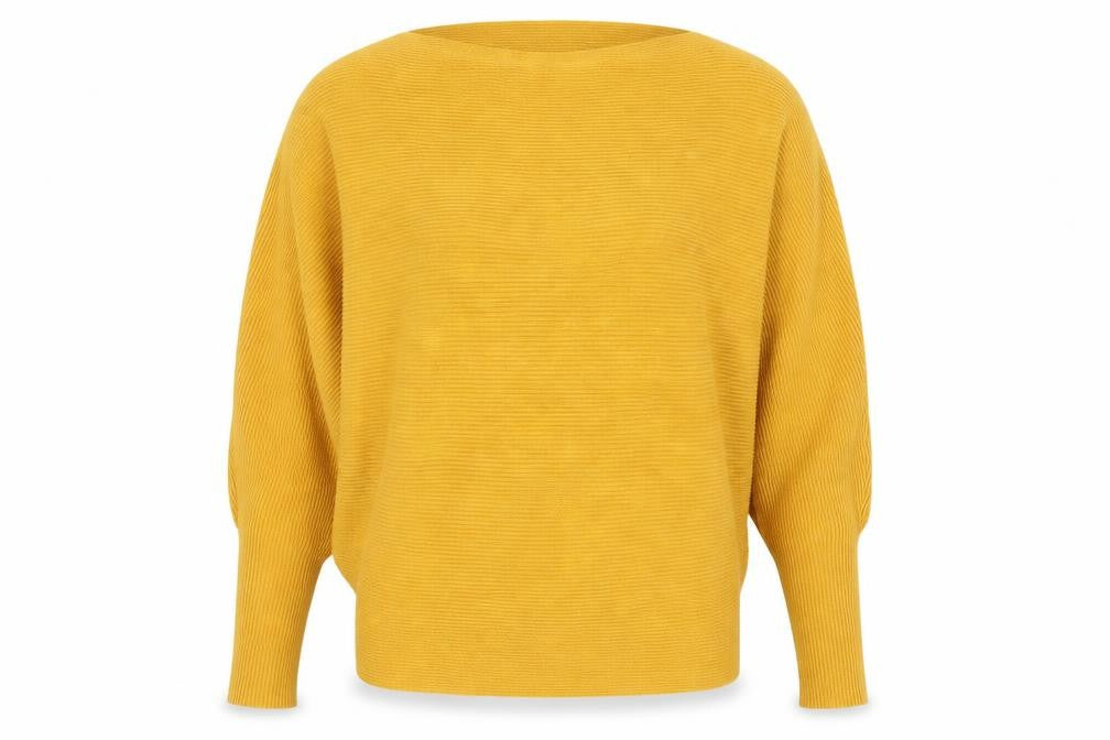 Front view of Joan Vass women’s yellow jumper, size M