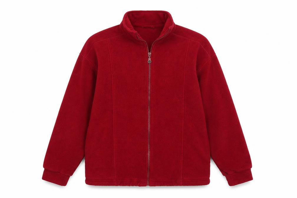Front view of St Michael women’s red full zip sweatshirt, size UK 14
