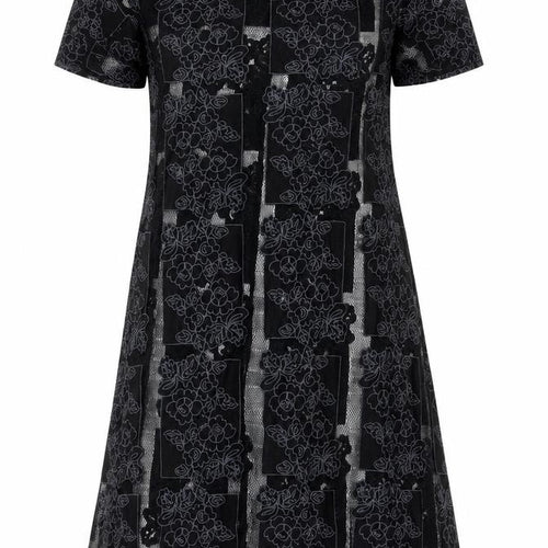 Lola Skye Womens Black Floral  T-Shirt Dress  Size 8  - Sheer panels