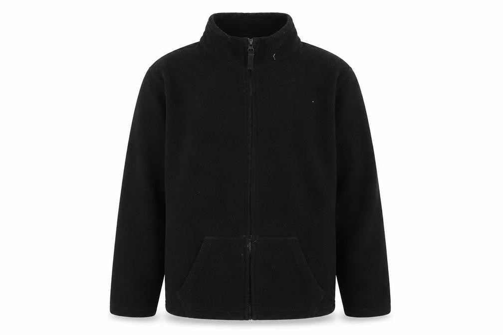 Front view of Tu boys’ black full zip jumper, size 10, years