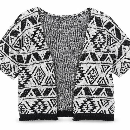 TU Girls White Geometric  Cardigan Jumper Size 8 Years