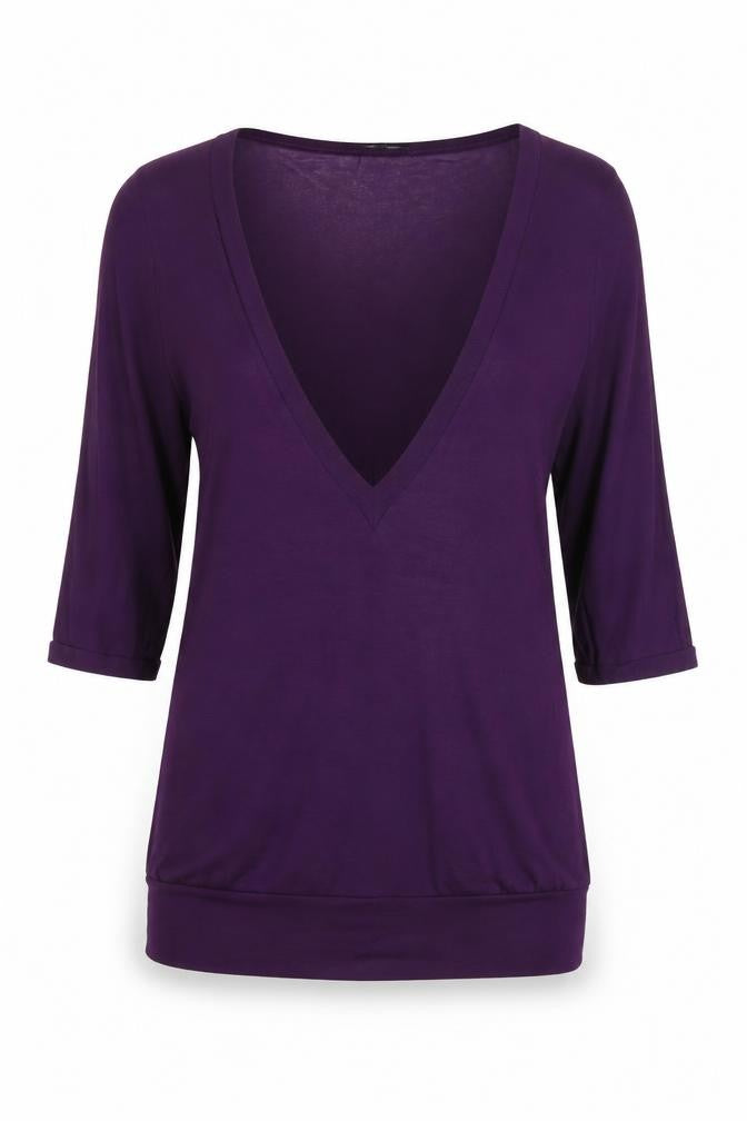 Front view of Marks & Spencer women’s purple jumper, size UK 14