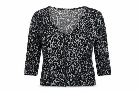 Front view of New Look women’s grey animal print basic button-up, size UK 12