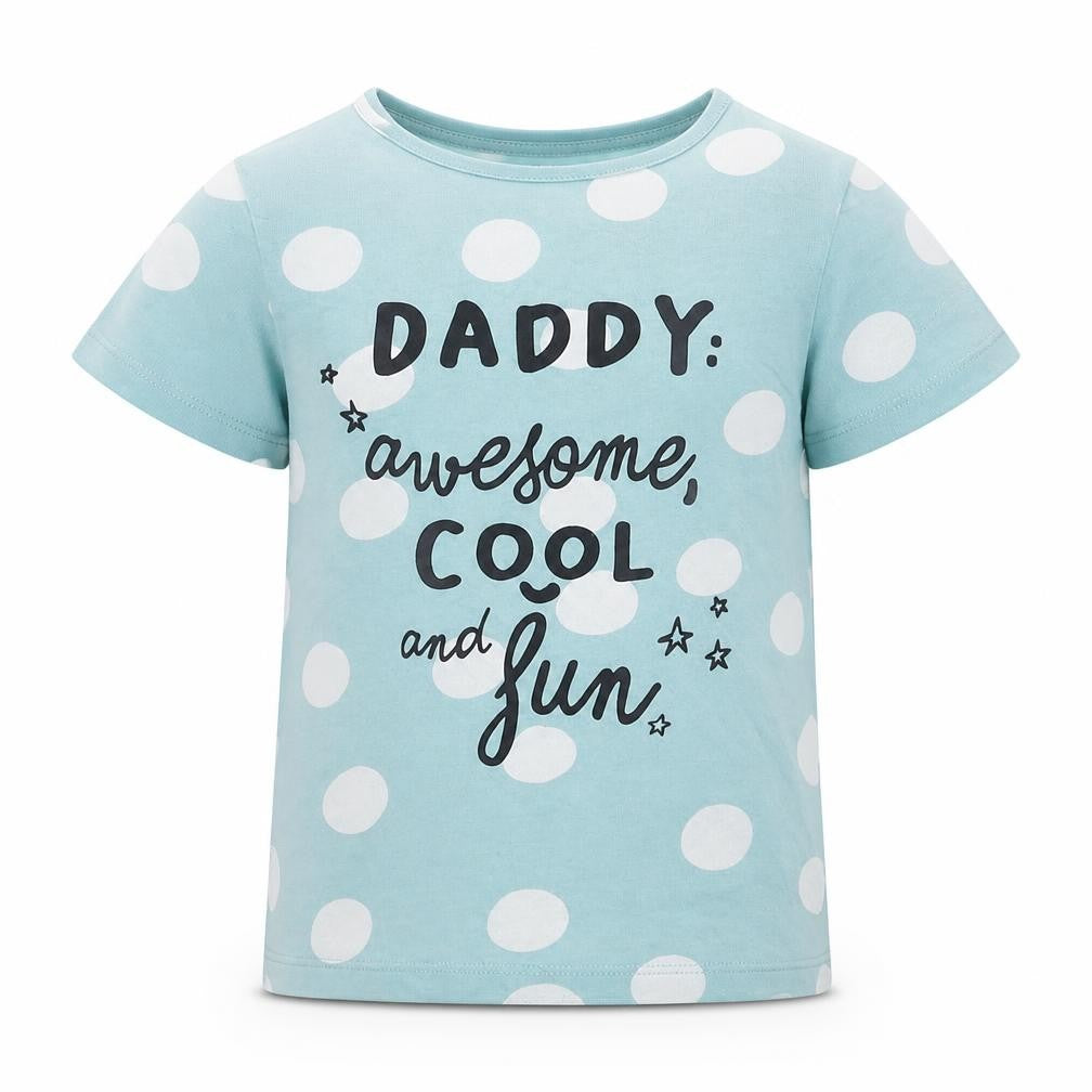 Front view of F&F boys’ blue polka dot basic t-shirt, size 4-5, years
