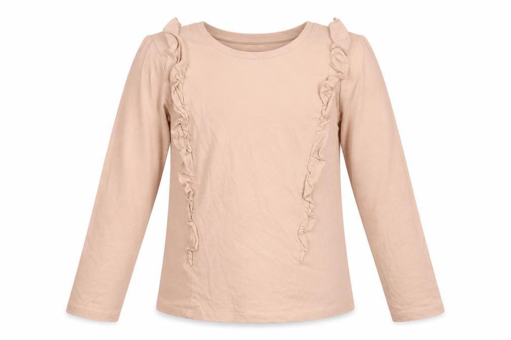 Front view of Very girls’ beige basic t-shirt, size 11, years
