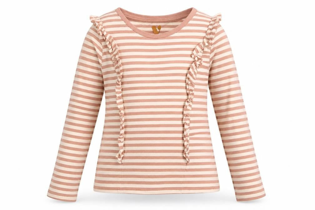 Front view of Very girls’ multicoloured striped basic t-shirt, size 11, years