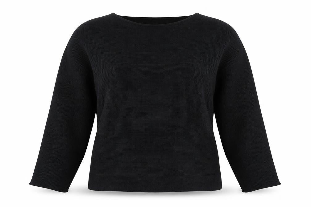 Front view of H&M women’s blue knit jumper, size M