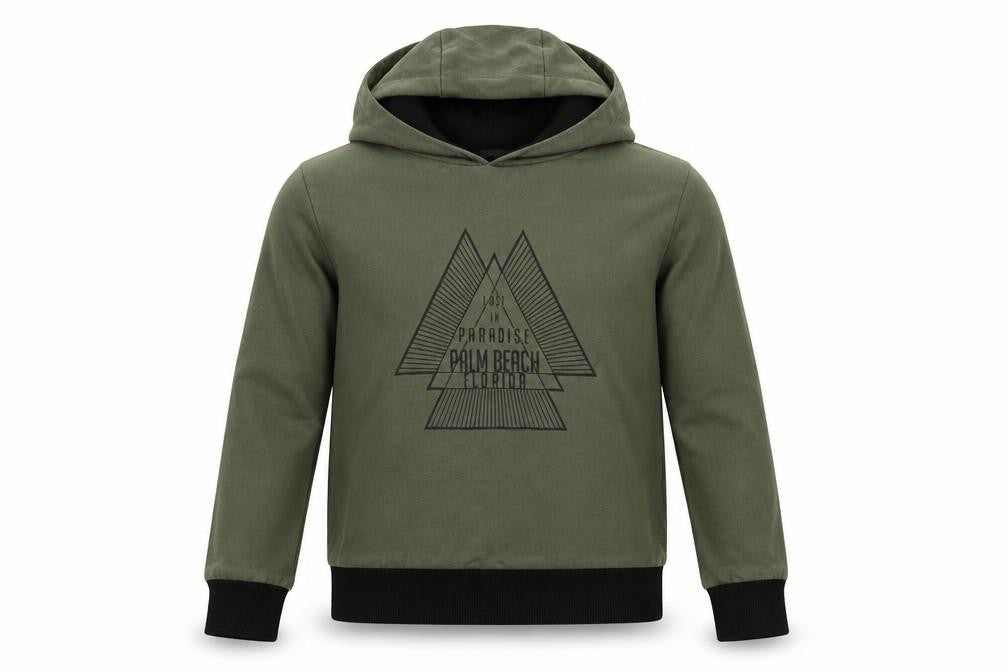 Front view of Very boys’ green pullover hoodie, size 7, years