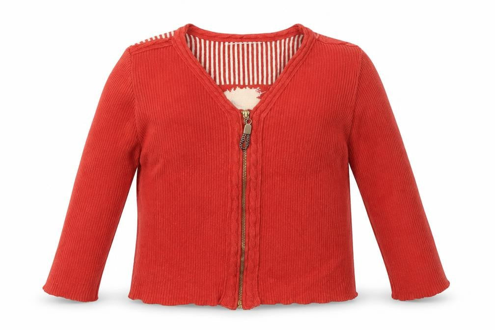 Front view of Sorainwu girls’ orange full zip jumper, size 4, years