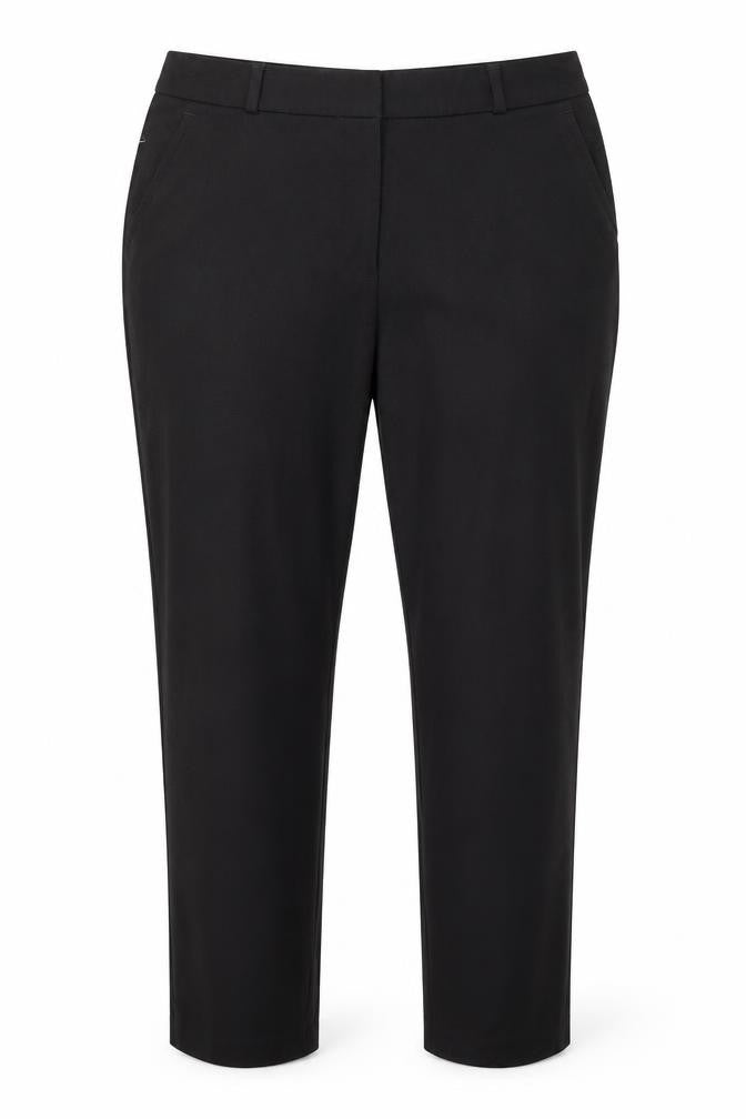 Front view of Marks & Spencer women’s grey trousers, size UK 16, 27-inch leg