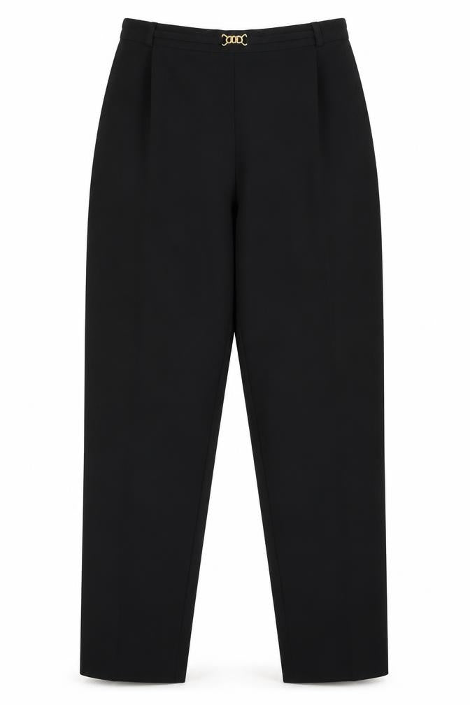 Front view of Marks & Spencer women’s black trousers, size UK 10, 26-inch leg