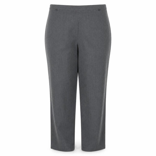 Front view of Bonmarché women’s grey trousers, size UK 18, 28-inch leg