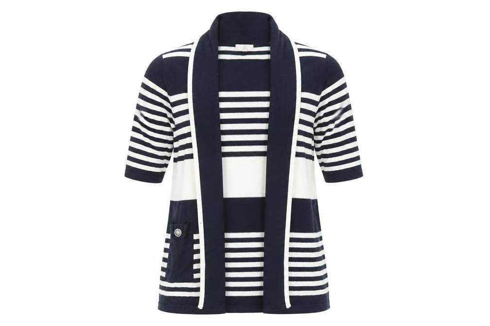 Country Casuals Petite Womens Blue Striped Jacket Size S