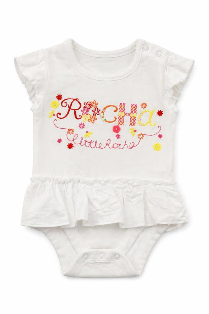 Rocha Little Rocha Girls White   Babygrow One-Piece Size 0-3 Months