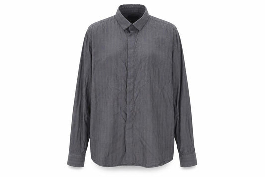 Front view of Cotton women’s black basic button-up, size L