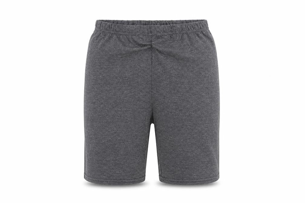 Front view of Bu Bu women’s grey sweat shorts, size UK 8