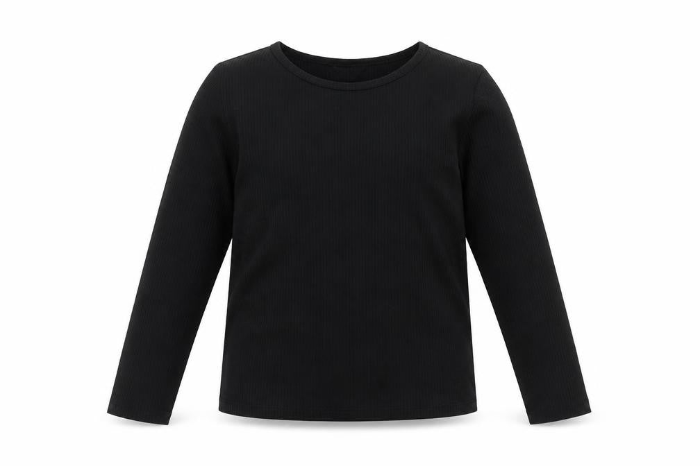 Front view of Primark girls’ black basic t-shirt, size 12, years