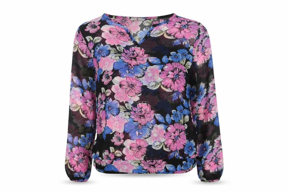 Tu Womens Black Floral  Basic Blouse Size 12