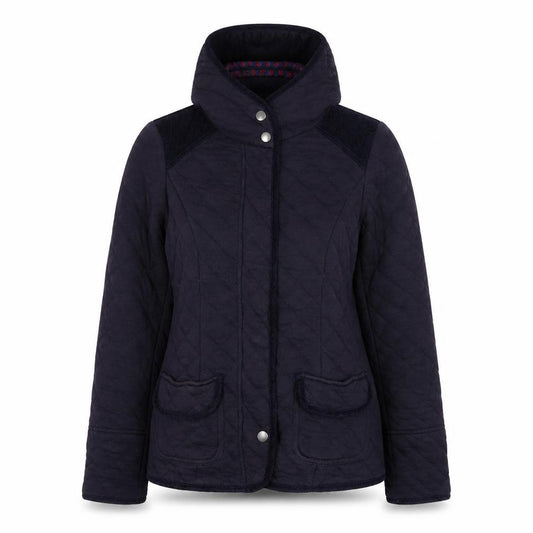 Front view of Next women’s blue quilted coatigan, size UK 12