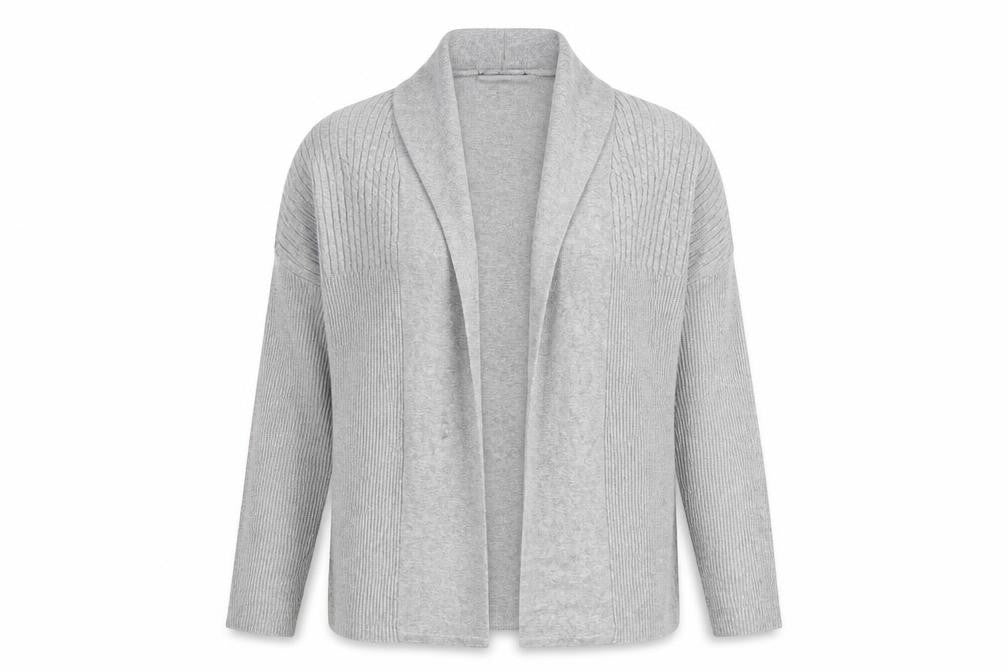 Front view of Bonmarché women’s grey wrap jumper, size L