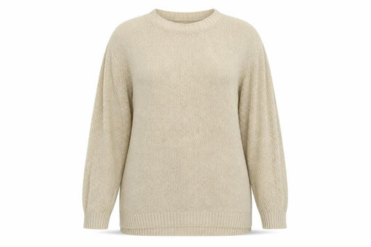 Front view of Boohoo women’s beige jumper, size UK 18