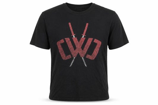 Front view of Preworn men’s black t-shirt, size S