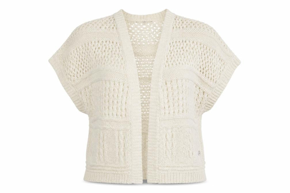 Front view of Tu women’s ivory cardigan jumper, size UK 10
