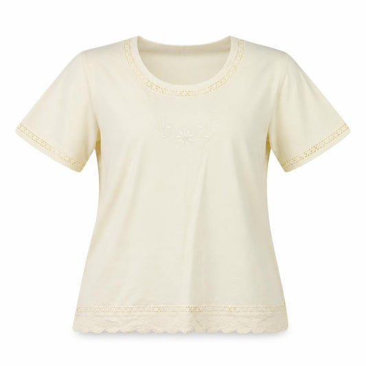 Front view of Preworn women’s ivory basic blouse, size M