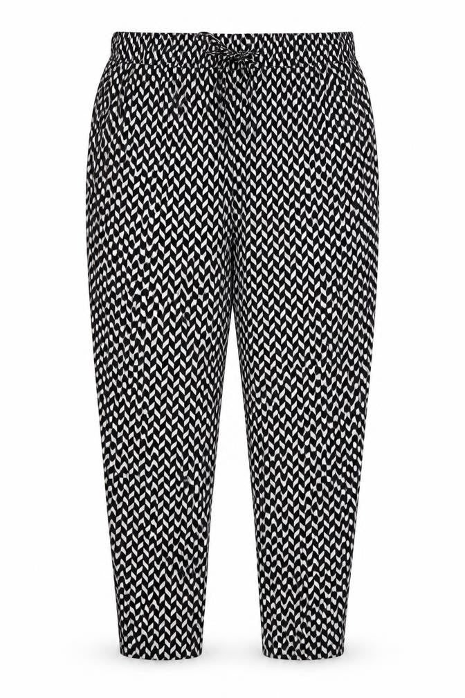 Blue Chameleon Womens Black Geometric  Trousers  Size 16 L26 in