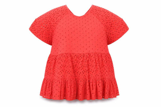 Front view of ASOS women’s red basic blouse, size UK 8