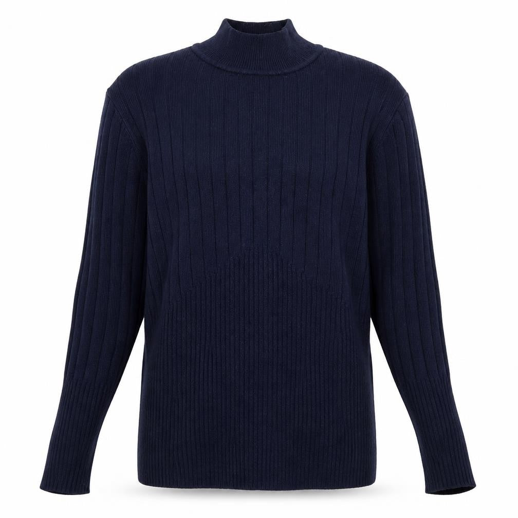 Front view of Marks & Spencer women’s blue knit jumper, size UK 12