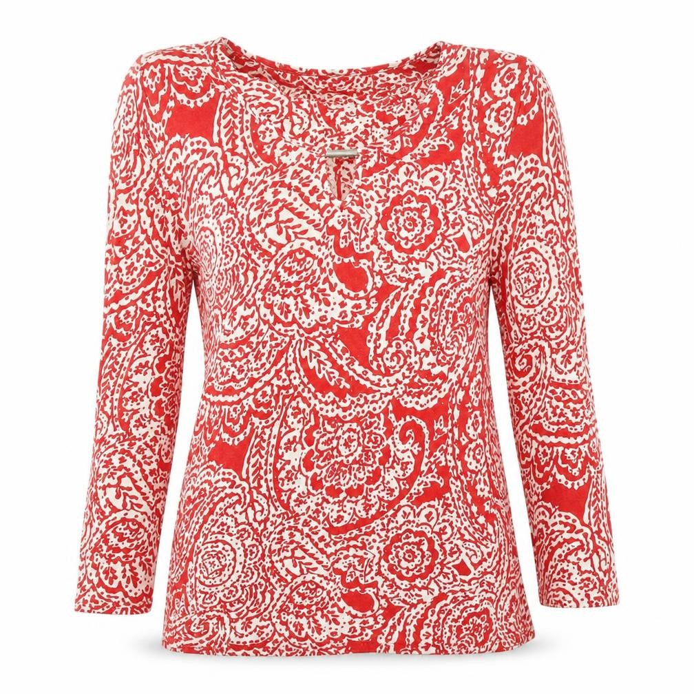 Classics Womens Red Floral  Basic T-Shirt Size 12