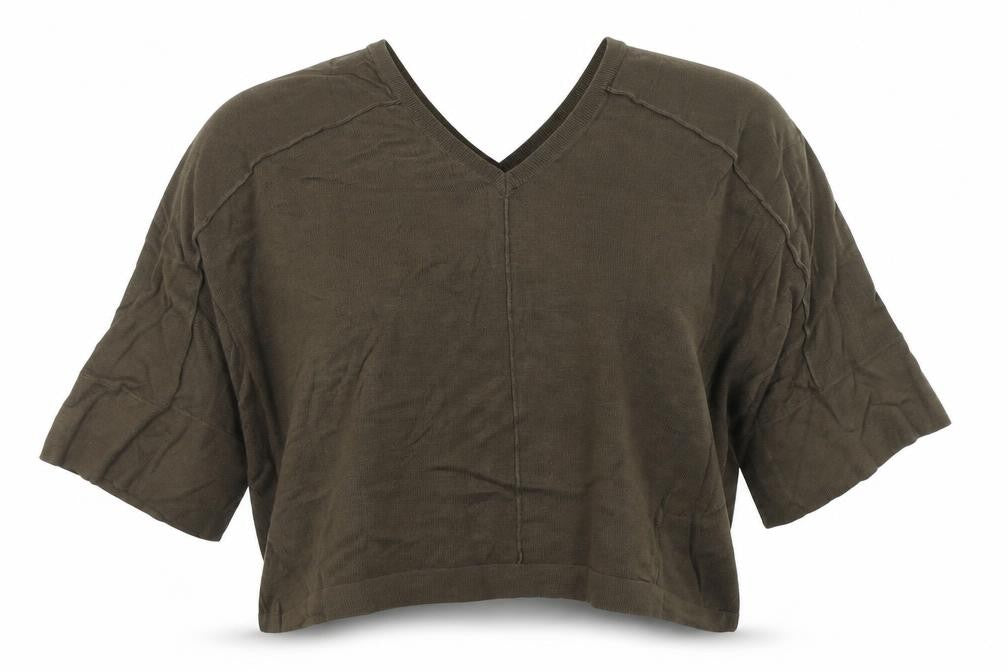 Front view of Next women’s green knit cropped t-shirt, size XS