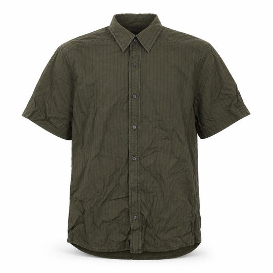 Front view of ESPRIT men’s green striped button-up, size L