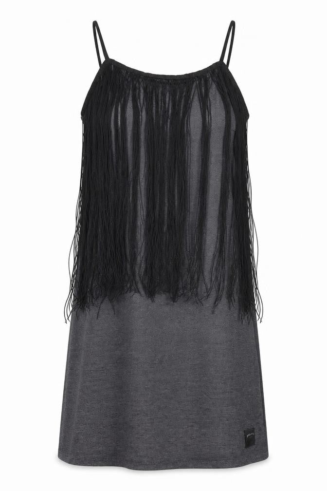 Front view of Sixth Flume women’s grey jersey a-line, size S