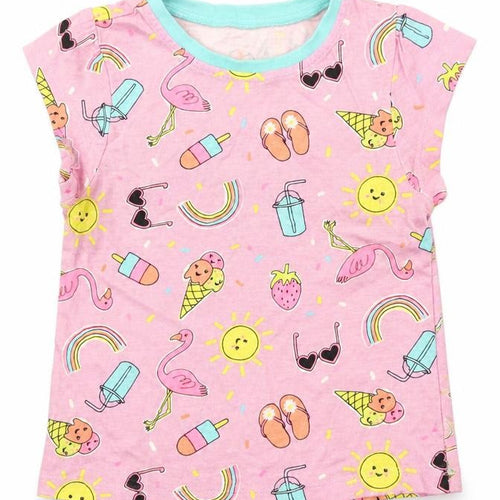George Girls Pink Geometric Jersey Basic T-Shirt Size 18-24 Months  - Ice Cream