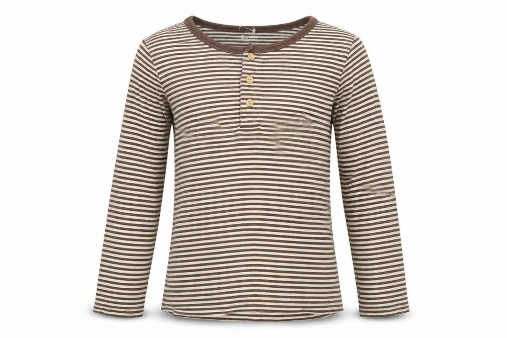 Front view of Tu girls’ brown striped top pyjama top, size 6-7, years