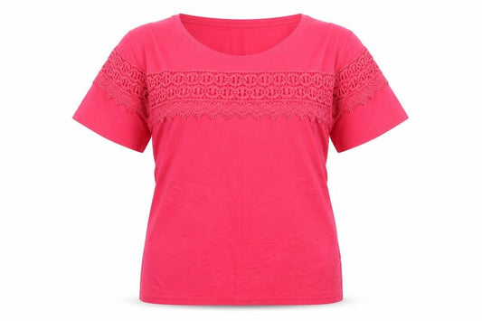 Front view of BEYOU women’s pink basic t-shirt, size UK 16