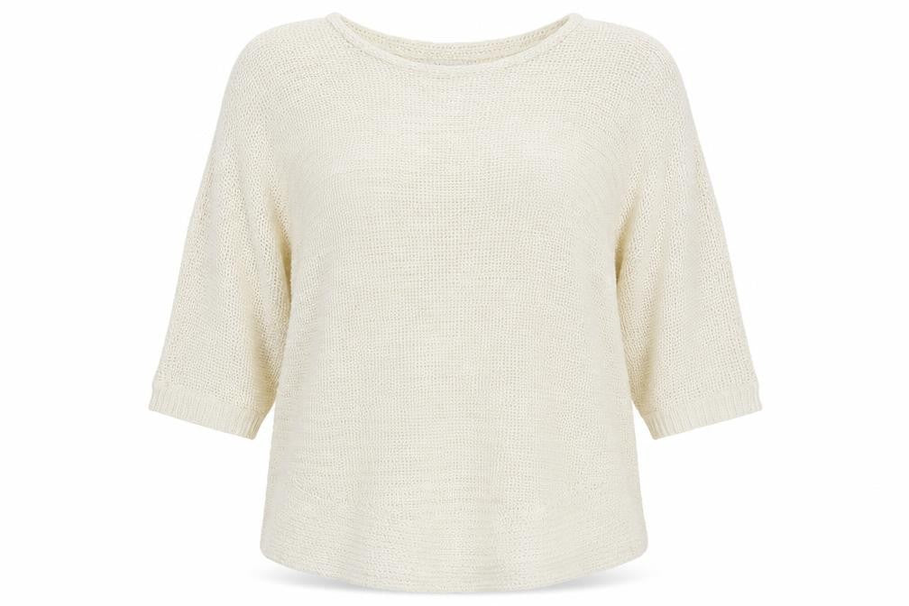 Front view of Damart women’s ivory jumper, size UK 10