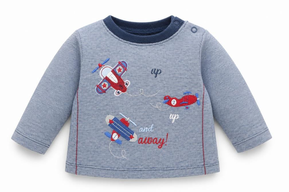 Front view of Mothercare Baby Blue Basic T-Shirt, size 0-3, Months