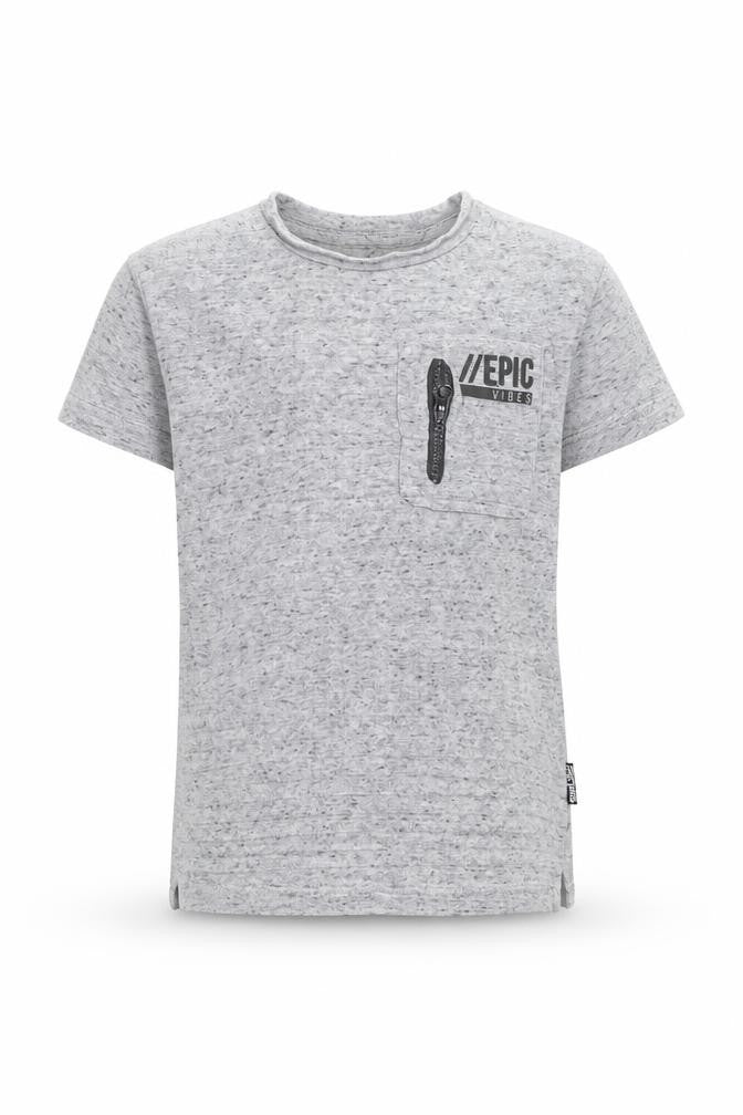 Front view of Primark boys’ grey basic t-shirt, size 5-6, years