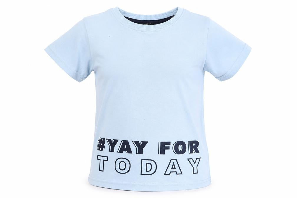 Front view of Asda George boys’ blue basic t-shirt, size 5-6, years