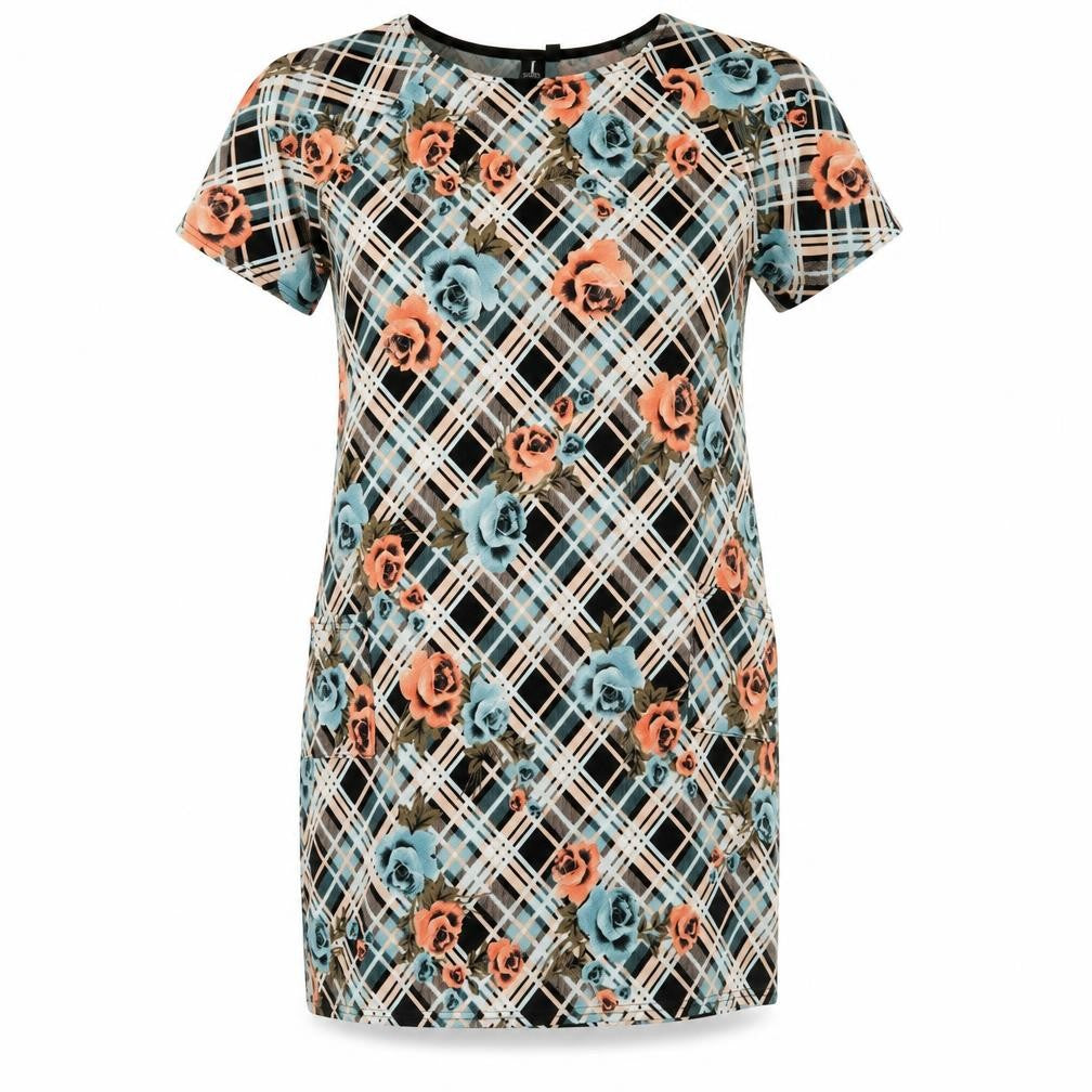 Front view of IZABEL women’s multicoloured floral fit & flare, size UK 14