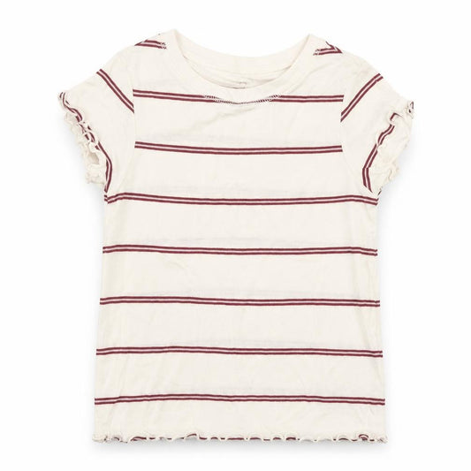 Front view of Next girls’ yellow striped basic polo, size 6, years