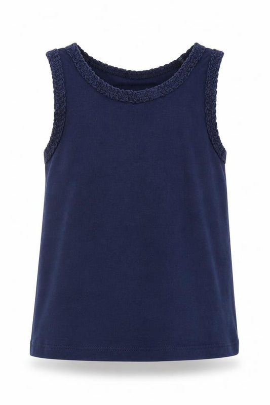 Front view of Next Baby Blue Basic Tank, size 12-18, Months