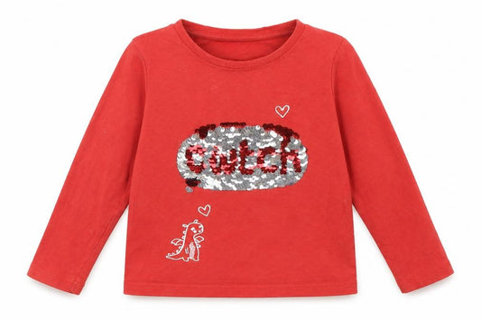 Front view of George Baby Red Basic T-Shirt, size 12-18, Months - SEQUIN